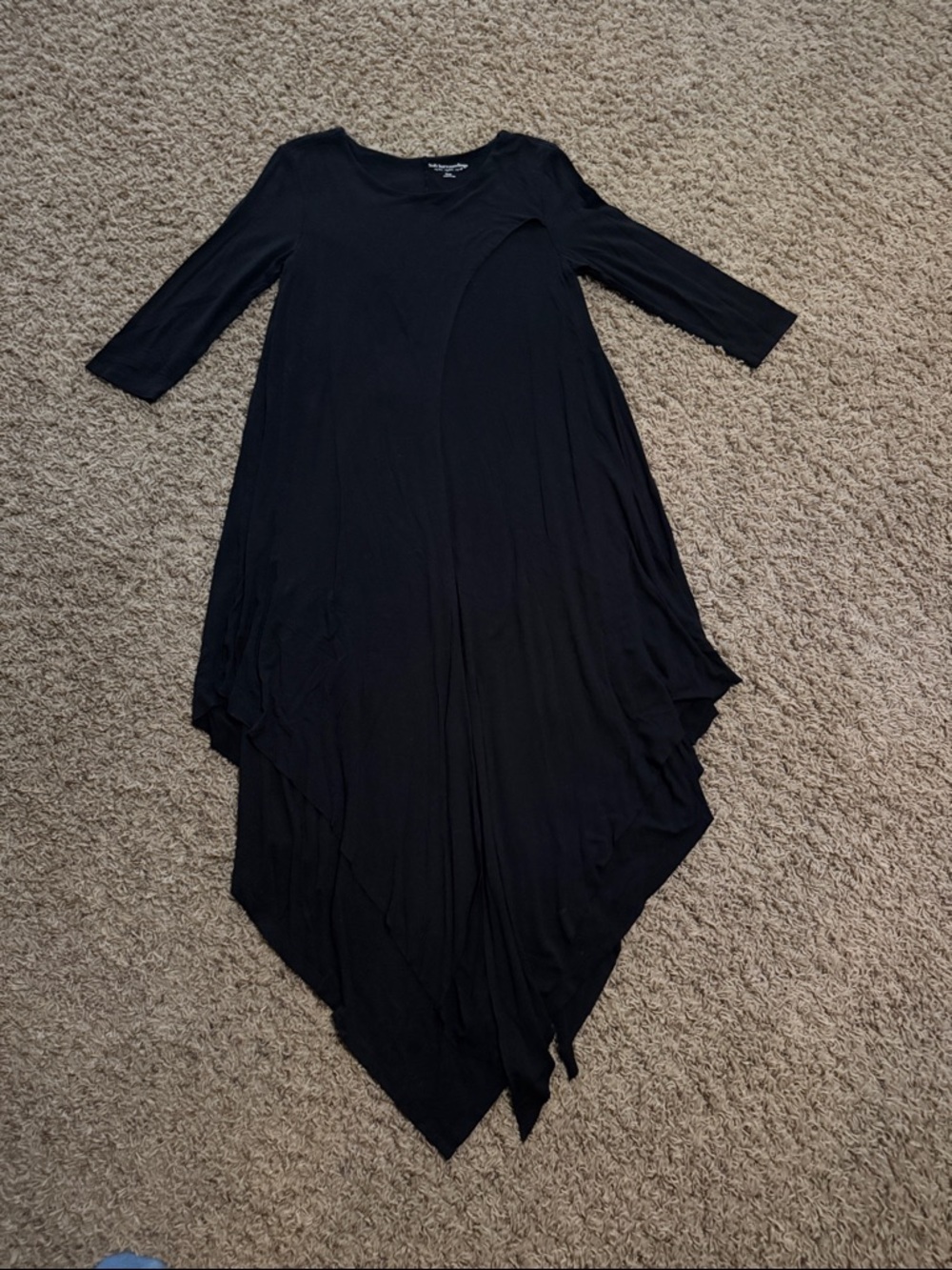 Soft Surroundings Black Asymmetrical Handkerchief Hem Dress